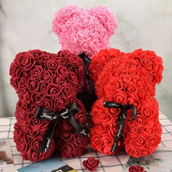 NWT Boutique "Just For You' Rose Bears Blood Red or Rose Red - Picture 2 of 9